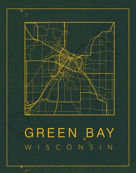 Green Bay Map Green Bay Packers Map of Green Bay Wisconsin - Etsy