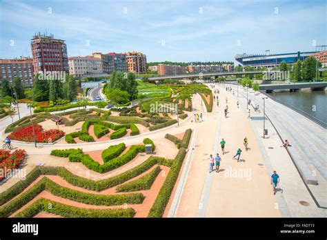 Madrid Rio park, view from above. Madrid, Spain Stock Photo - Alamy