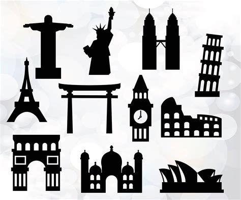 Monuments du monde SVG monuments Silhouettes png jpg svg eps | Etsy