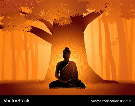 Siddhartha gautama enlightened under bodhi tree Vector Image