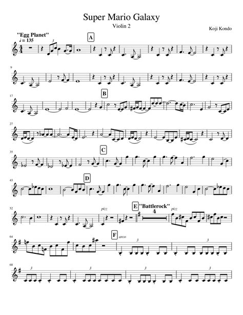 Super Mario Galaxy Medley: 2nd Violin sheet music for Violin download free in PDF or MIDI