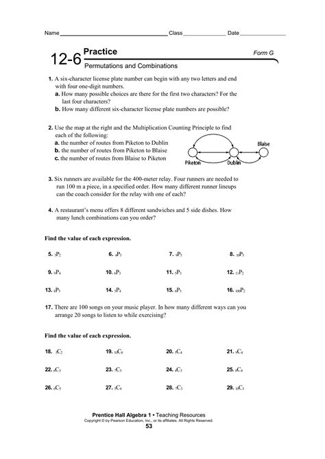 Permutations And Combinations Worksheets