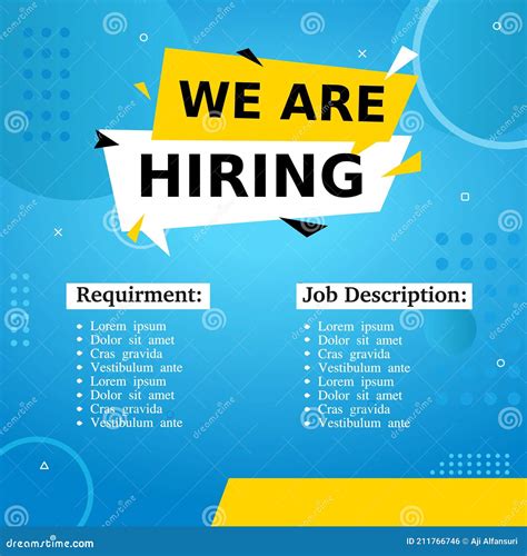 Template of Job Recruitment or Job Vacancy on Blue Background. Social ...