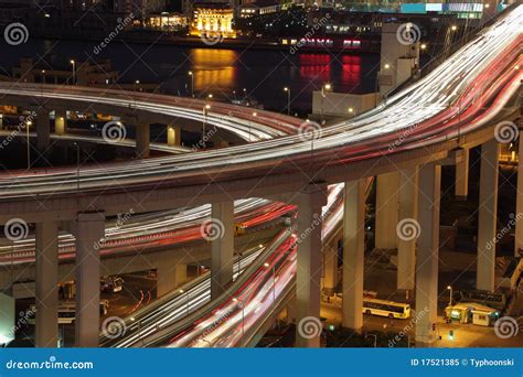 Elevated road at night stock image. Image of urban, road - 17521385