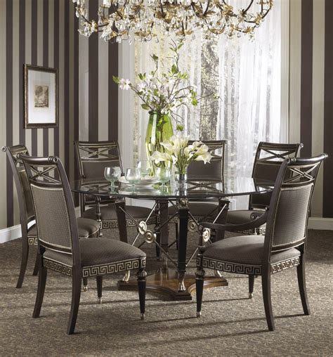 Awesome Luxury Gray Wrought Iron Dining Table Base Mixed Round Glass Counter Top | Formal dining ...