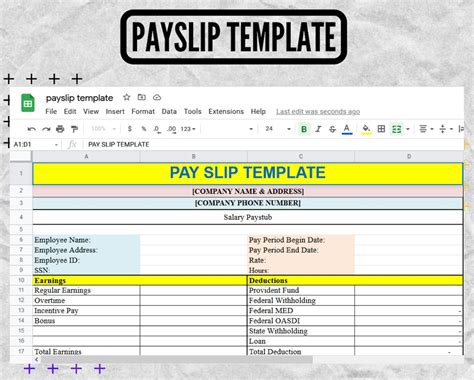 Payslip Template, Payslip Form , Salary Pay Slip , Pay Slip Template ,pay Slip Form - Etsy Singapore