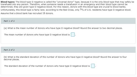 Solved Blood types: The blood type o negative is called the | Chegg.com