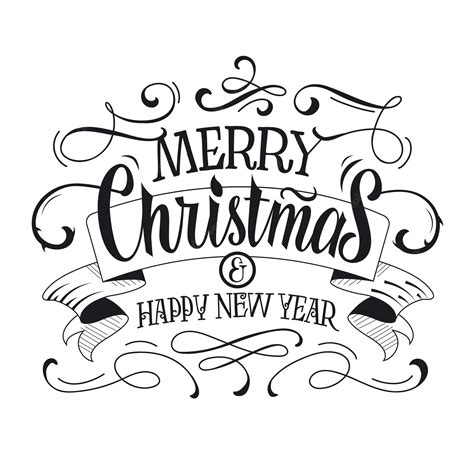 Merry Christmas Lettering With Swirls Royalty Free SVG, Cliparts - Clip Art Library