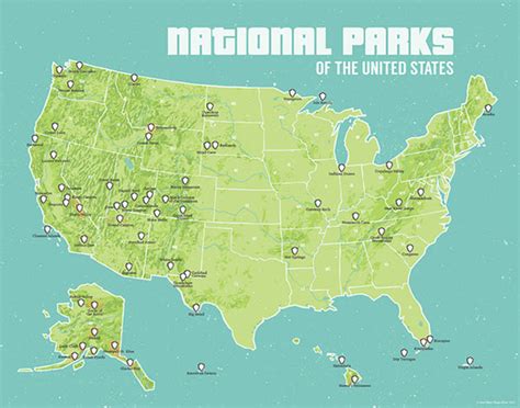 US National Parks Map 11x14 Print - Best Maps Ever