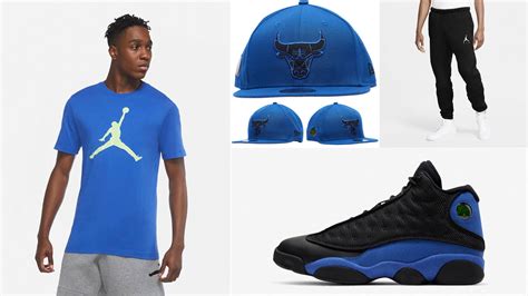 Jordan 13 Hyper Royal Black Shirt Hat Outfit | SportFits.com