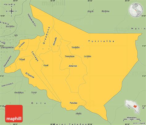 Savanna Style Simple Map of Cartago