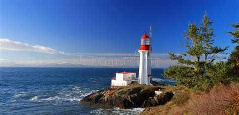 Landscape Panorama of Historic Sheringham Point Lighthouse on Juan De Fuca Strait, Vancouver ...