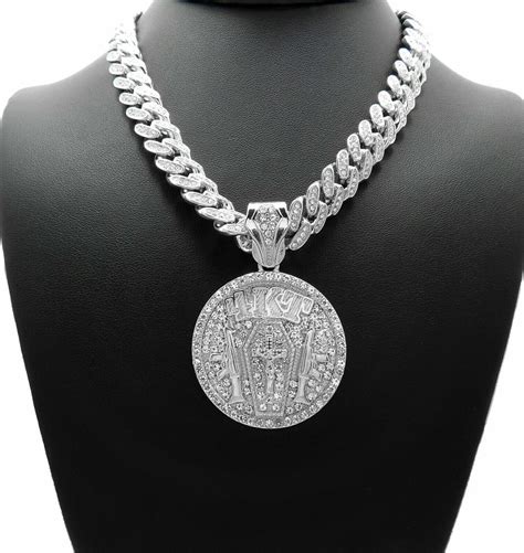 NBA YOUNGBOY 4KT PENDANT SILVER MIAMI CUBAN LINK CHAIN NECKLACE RAP ...