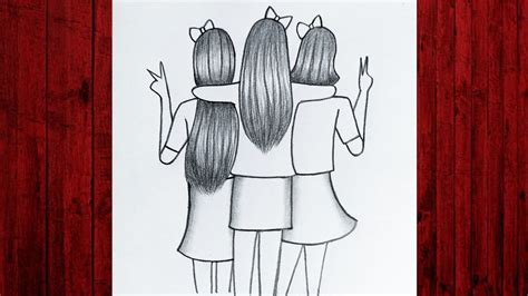 Three Best Friends -- how to draw Three Best Friends for beginners ...