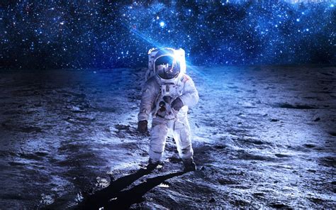 Download Astronaut Aesthetic Walking On Moon Wallpaper | Wallpapers.com