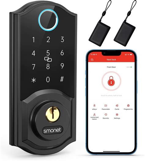 SMONET Smart Lock, Fingerprint Deadbolt Keyless Entry Door Lock with Electronic Bluetooth ...