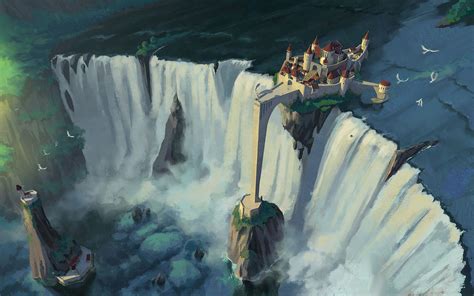 ArtStation - Waterfall Castle, Dejan Mijatovic | Fantasy concept art, Fantasy art landscapes ...