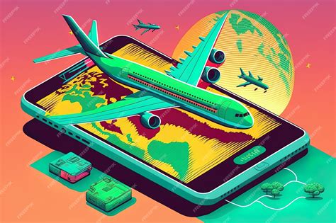 Premium AI Image | Generative AI inspired illustration of travel the world with airplane and ...