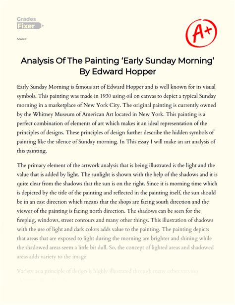 Analysis Of The Painting ‘Early Sunday Morning’ By Edward Hopper: [Essay Example], 1034 words