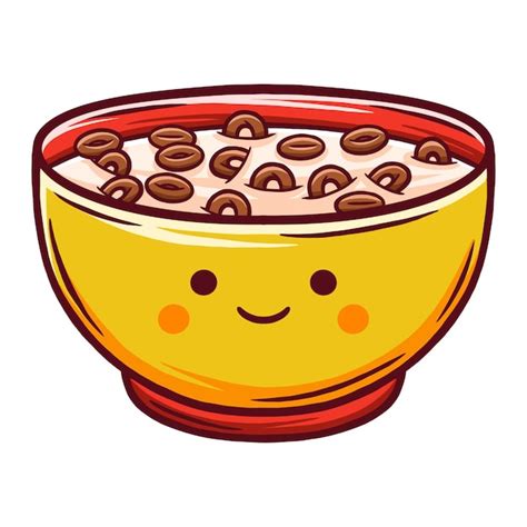 Premium Vector | A cartoon of a bowl of cereal with a smiley face