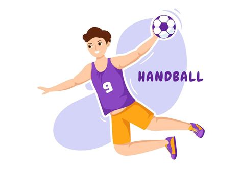 Handball Illustration of a Player Touching the Ball with His Hand and Scoring a Goal in a Sports ...