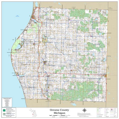 Oceana County Michigan 2023 Wall Map | Mapping Solutions