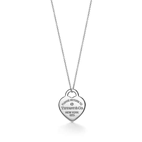 Return to Tiffany™ Heart Tag Pendant in Sterling Silver with a Diamond, Medium | Tiffany & Co ...