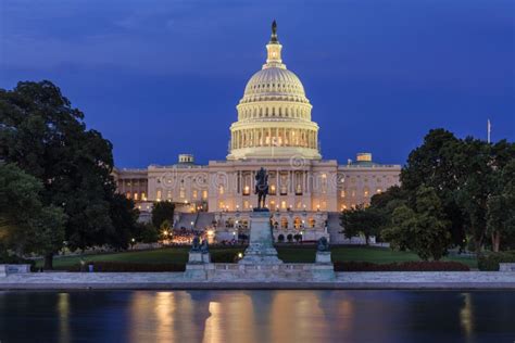 US Capitol Building at Night Stock Image - Image of governance ...