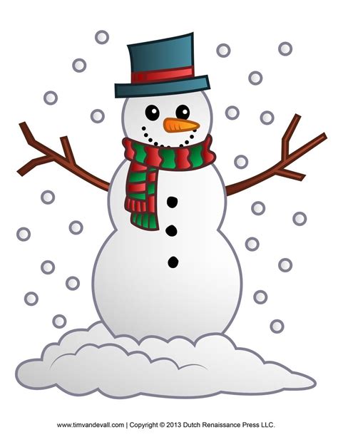 Printable snowman clipart, template & coloring pages for kids – Tim's ...