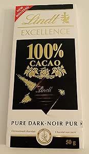 100% Cacao Lindt Pure Dark Chocolate 50g : Amazon.ca: Grocery & Gourmet Food