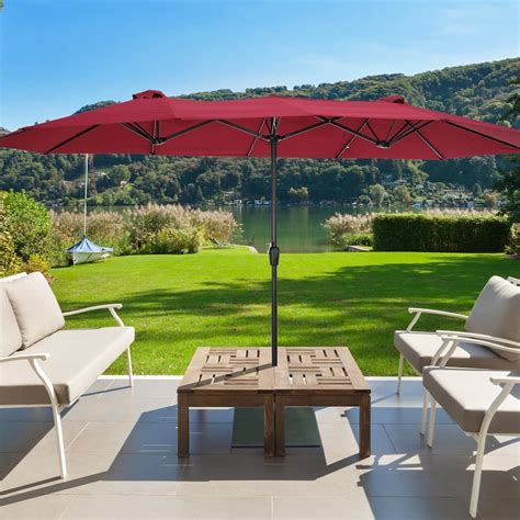 15x9ft Large Double-Sided Rectangular Outdoor Twin Patio Market Umbrella w/Crank - On Sale - Bed ...