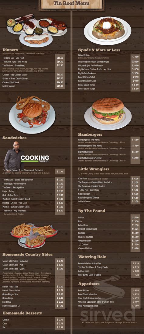 Tin Roof BBQ menu in Atascocita, Texas, USA