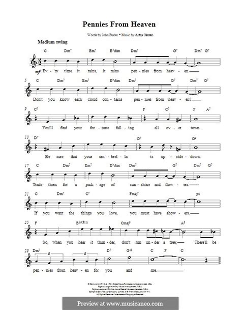 Pennies from Heaven (Bing Crosby) by A. Johnston - sheet music on MusicaNeo