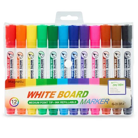 12 Coloured Whiteboard Markers - Magnetic Innovations