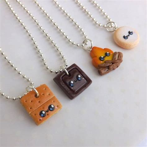 Four best friend smores necklaces to share! A set of four smores ...