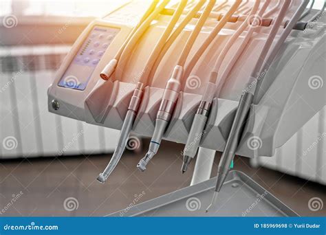 Modern Dental Drill with Different Types of Tips. Warm Sun Flare Stock Photo - Image of ...