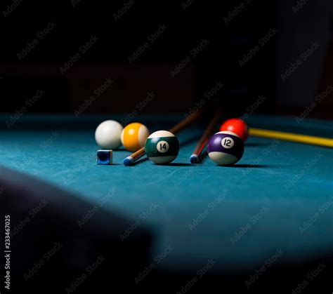 billiard table. billiard balls. billiard background. Stock Photo ...