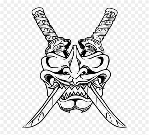 Find hd Oni Drawing Samurai Huge Freebie Download For Powerpoint - Simple Samurai Mask Tattoo ...