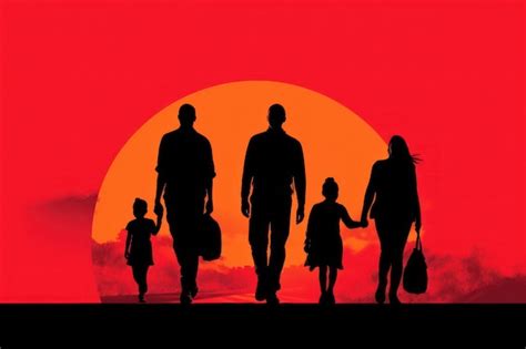 Premium AI Image | A family walking in front of a sunset