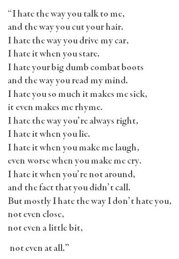 Latest Trend For Teens: 10 Reasons Why I Hate You Poem