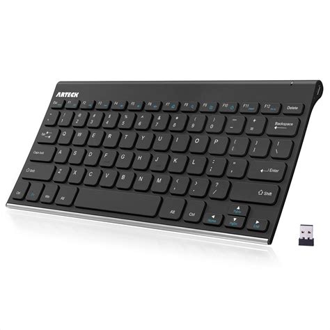 Arteck 2.4G Wireless Keyboard Stainless Steel Ultra Slim Full Size Keyboard for Computer/Desktop ...