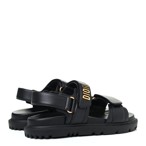 CHRISTIAN DIOR Lambskin Dioract Sandals 36.5 Black 818491 | FASHIONPHILE