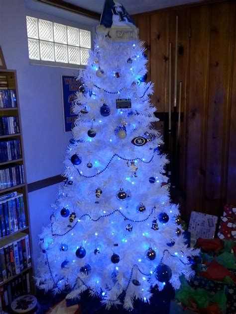 Kentucky Wildcat Christmas tree. Beautiful white tree with blue lights ...