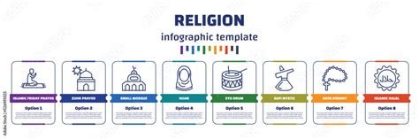 infographic template with icons and 8 options or steps. infographic for religion concept ...