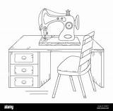 Coloring Page Sewing Machine Book On Table Adult And ChildrenS  sketch template