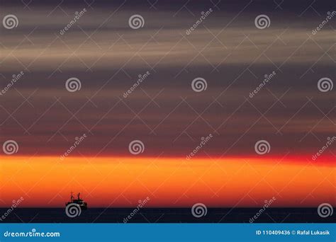 Silhouette of Fishing-boat during Sunset Stock Photo - Image of boat, blue: 110409436