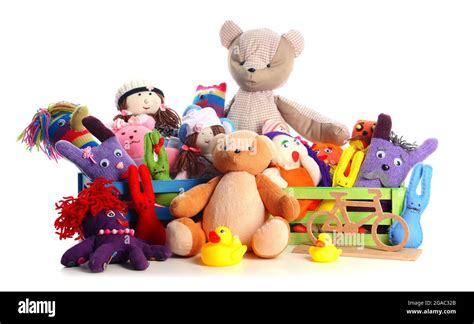 Pile of toys isolated on white Stock Photo - Alamy