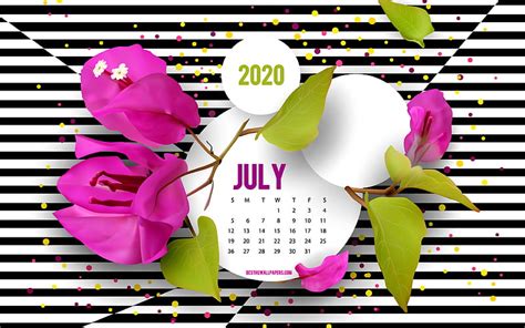 1920x1080px, 1080P free download | 2020 July Calendar, background with ...