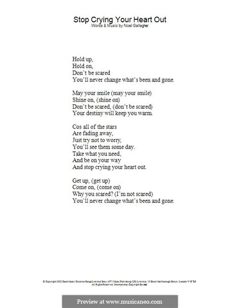 Stop Crying Your Heart Out (Oasis) by N. Gallagher on MusicaNeo