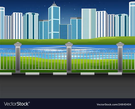 City park landscape with river and urban Vector Image